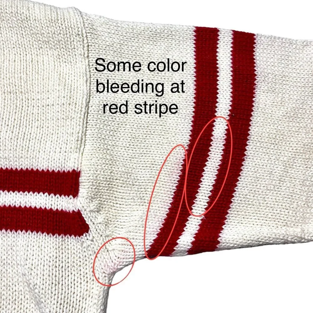 Structure USA‎ Off White Knit Sweater Red Blue Stripes Sz XL